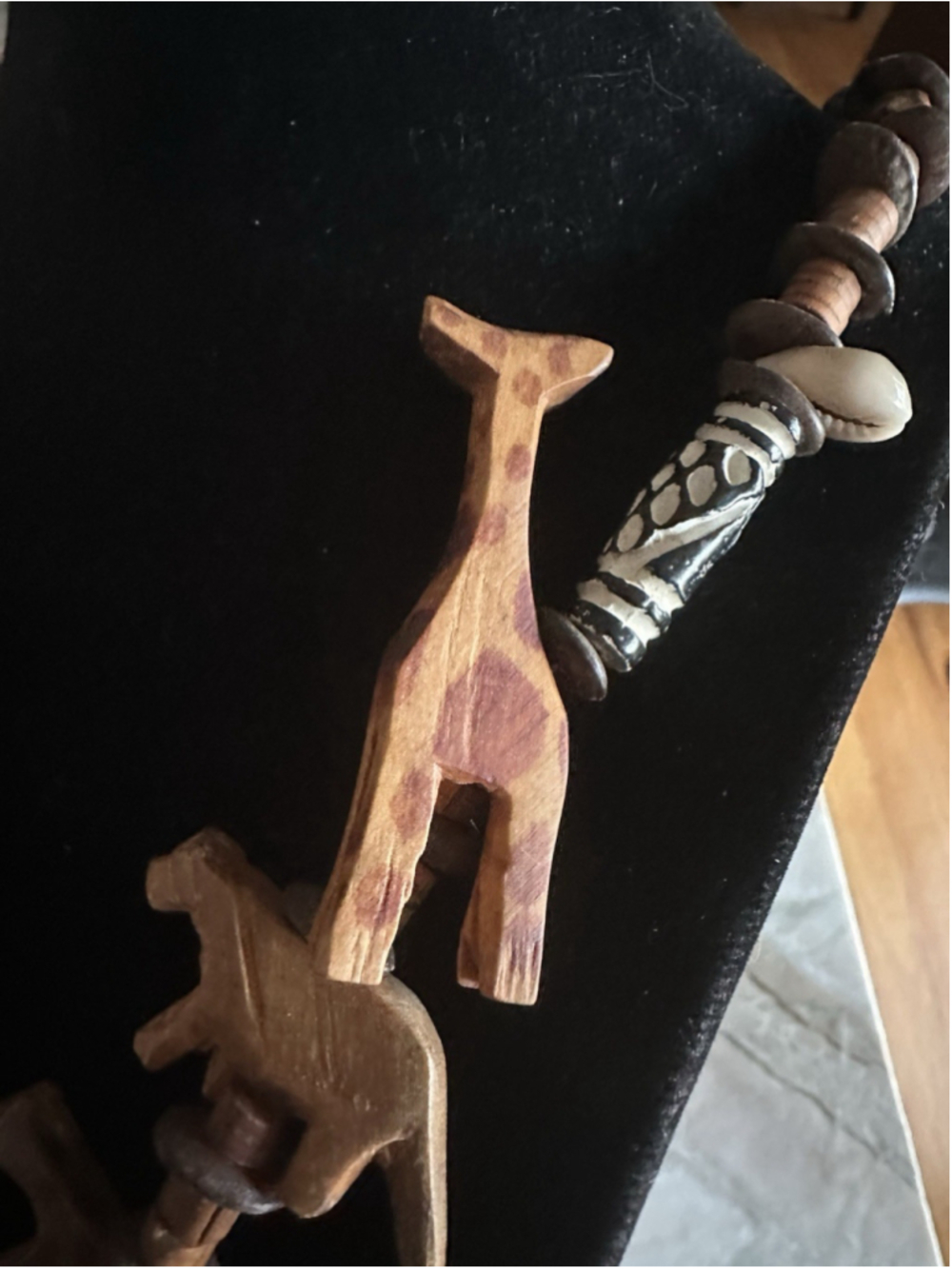 Vintage wildlife Safari Carved wood animal Necklace Kenya Africa Maasai bead - Picture 2 of 7